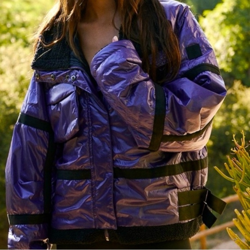 Free People Movement Vagabond Fleece Bomber in Royal Purple 👑